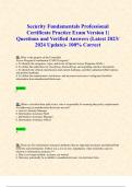 Security Fundamentals Professional Certificate Practice Exam Version 1| Questions and Verified Answers (Latest 2023/ 2024 Update)- 100% Correct