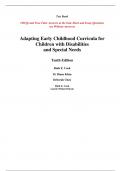 Test Bank For Adapting Early Childhood Curricula for Children with Disabilities and Special Needs 10th Edition By Ruth Cook, Diane Klein, Debo (All Chapters, 100%  Original Verified, A+ Grade)
