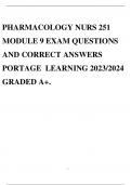 PHARMACOLOGY NURS 251 MODULE 9 EXAM QUESTIONS AND CORRECT ANSWERS PORTAGE LEARNING 2023/2024 GRADED A+.