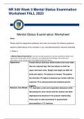 NR 548 Week 5 Mental Status Examination Worksheet FALL 2023