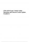 ZOO 4234 Exam 2 Study Guide – Questions and Answers Latest Update Graded A+