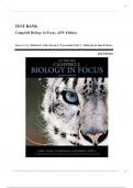 Test Bank -Campbell Biology in Focus, 2nd AP® Edition (Urry, 2017) Chapter 1-43 Complete chapters