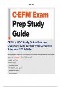 CEFM – NCC Study Guide Practice Questions (225 Terms) with Definitive Solutions 2023-2024