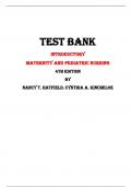 Introductory  Maternity and Pediatric Nursing 4th Edition Test Bank By Nancy T. Hatfield, Cynthia A. Kincheloe | Chapter 1 – 42, Latest - 2023/2024|
