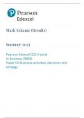 Edexcel A Level Business Paper 2 Mark Scheme Summer 2023/2024