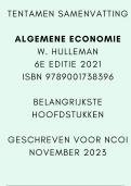 Tentamen samenvatting Algemene Economie Hulleman 6e editie 2021 - Hoofdstukken 1,2,3,4,6,8,11,14,15,16,18,19,20,21,22,23,24,25,27