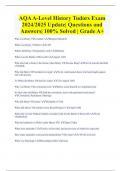 AQA A-Level History Tudors Exam  2024/2025 Update| Questions and  Answers| 100% Solved | Grade A+ 