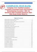 Complete; CLC- Certified Lactation Counselor/ Consultant Exam And Certified Breastfeeding Counselor- CBC| All Questions With Complete Solutions/ 2024-2025 Study Guide| Rated A+