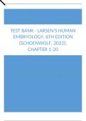 Test Bank - Larsens Human Embryology, 6th Edition (Schoenwolf, 2022), Chapter 1-20