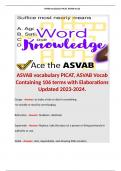 ASVAB vocabulary PICAT, ASVAB Vocab Containing 106 terms with Elaborations Updated 2023-2024. Terms like; Gouge - Answer: to make a hole or dent in something. -to swindle or steal by overcharging.