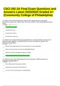 CSCI 202 2A Final Exam Questions and Answers Latest 2024 Graded A+ (Community College of Philadelphia)