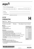 GCSE AQA June 2023 Higher Triple Science Chemistry Paper 2