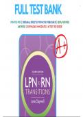 Test Bank For LPN to RN Transitions 4th Edition by Claywell | 9780323401517 | All Chapters with Answers and Rationals 