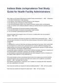 Indiana State Jurisprudence Test Study Guide for Health Facility Administrators Exam Questions And Answers 
