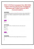 WGU C172 Objective Assessment,Pre- Assessments and Exams (New 2023/2024 Updates BUNDLED TOGETHER WITH COMPLETE SOLUTIONS)  Network and Security Foundations _ Questions and Verified Answers_ 100% Correct_ Graded A