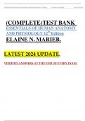 (COMPLETE)TEST BANK ESSENTIALS OF HUMAN ANATOMY AND PHYSIOLOGY 12th Edition ELAINE N. MARIEB.     LATEST 2024 UPDATE.   VERIFIED ANSWERS AT THE END OF EVERY EXAM. 