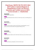 Final Exam: NR570/ NR 570 (NEW 2024/ 2025 Update) Common Diagnosis & Management in Acute Care Review|  Questions and Verified Answers| 100% Correct |Grade A – Chamberlain 