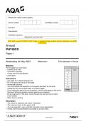 2023 AQA A-level PHYSICS 7408/1 Paper 1 Question Paper & Mark scheme (Merged) June 2023 [VERIFIED]