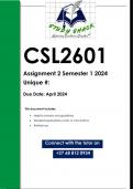 CSL2601 Assignment 2 (QUALITY ANSWERS) Semester 1 2024