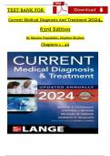 Current Medical Diagnosis And Treatment 2024, 63rd Edition Test Bank By Maxine Papadakis, All Chapters 1 - 42, Verified Newest Version