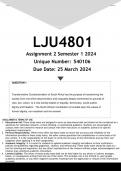 LJU4801 Assignment 2 (ANSWERS) Semester 1 2024 (540106) - DISTINCTION GUARANTEED