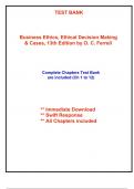 Test Bank for Business Ethics, Ethical Decision Making & Cases, 13th Edition Ferrell (All Chapters included)