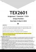 TEX2601 Assignment 1 (Afrikaans & English) Semester 1 2024 - DISTINCTION GUARANTEED