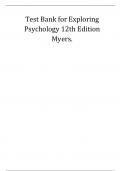 Test Bank for Exploring Psychology 12th Edition Myers