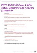 PSYC 230 UIUC EXAMS 2 WITH ACTUAL QUESTIONS AND ANSWERS |2024 (NEWEST) GRADED A+