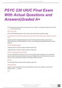 PSYC 230 UIUC FINAL EXAMS WITH ACTUAL QUESTIONS AND ANSWERS |2024 (NEWEST) GRADED A+