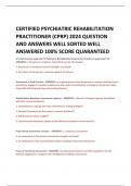 CERTIFIED PSYCHIATRIC REHABILITATION  PRACTITIONER (CPRP) 2024 QUESTION  AND ANSWERS WELL SORTED WELL ANSWERED 100% SCORE QUARANTEED 