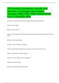 TSI Reading Vocabulary (words and phrases in passages and answer choices) PRACTICE TEST questions and answers