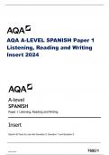AQA A-LEVEL SPANISH Paper 1  Listening, Reading and Writing  Insert 2024