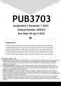 PUB3703 Assignment 4 (ANSWERS) Semester 1 2024 (209410) - DISTINCTION GUARANTEED
