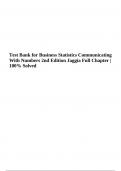 Test Bank for Business Statistics Communicating With Numbers 2nd Edition Jaggia Full Chapter | 100% Solved