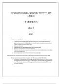 NEUROPHARMACOLOGY TEST STUDY GUIDE 2 VERSIONA Q & A 2024