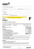 2023 AQA GCSE SPANISH 8698/WF Paper 4 Writing Foundation Tier Question Paper  & Mark scheme (Merged) June 2023 [VERIFIED] GCSE SPANISH