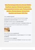 Other Dermatological Disorders (Smarty PANCE): Acanthosis nigricans, Hidradenitis suppurativa, Lipomas/epithelial inclusion cysts, Photosensitivity reactions, Pilonidal disease, Urticaria Exam Questions and Answers 100% Pass