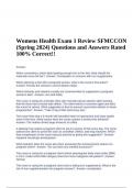 Womens Health Exam 1 Review SFMCCON (Spring 2024) Questions and Answers Rated 100% Correct!!