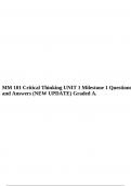 MM 101 Critical Thinking UNIT 1 Milestone 1 Questions and Answers (NEW UPDATE) Graded A.