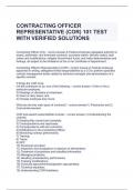 CONTRACTING OFFICER REPRESENTATIVE (COR) 101 TEST WITH VERIFIED SOLUTIONS