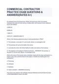 COMMERCIAL CONTRACTOR PRACTICE EXAM QUESTIONS & ANSWERS(RATED A+)