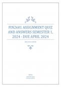 FIN2601 ASSIGNMENT QUIZ  AND ANSWERS SEMESTER 1,  2024 - DUE APRIL 2024