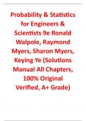 Solutions Manual for Probability & Statistics for Engineers & Scientists 9th Edition By Ronald Walpole, Raymond Myers, Sharon Myers, Keying Ye (All Chapters, 100% Original Verified, A+ Grade)