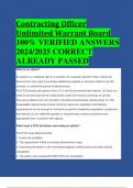 BEST ANSWERS Contracting Officer Unlimited Warrant Board 100% VERIFIED ANSWERS  2024/2025 CORRECT  ALREADY PASSED