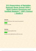 S12 Supervision of Sprinkler Systems Exam (Latest 2024 / 2025 Update) Questions and Verified Answers | 100% Correct | Grade A