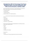 Straighterline S0C 101 Sociology Final Exam Questions Bank | Previous Questions with 100% Correct Answers | Verified | 2024