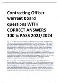Contracting Officer  warrant board  questions WITH  CORRECT ANSWERS  100 % PASS 2023/2024