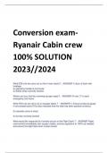 Conversion examRyanair Cabin crew 100% SOLUTION  2023//2024