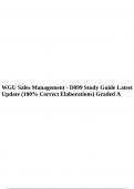 WGU Sales Management - D099 Study Guide Latest Update (100% Correct Elaborations) Graded A.